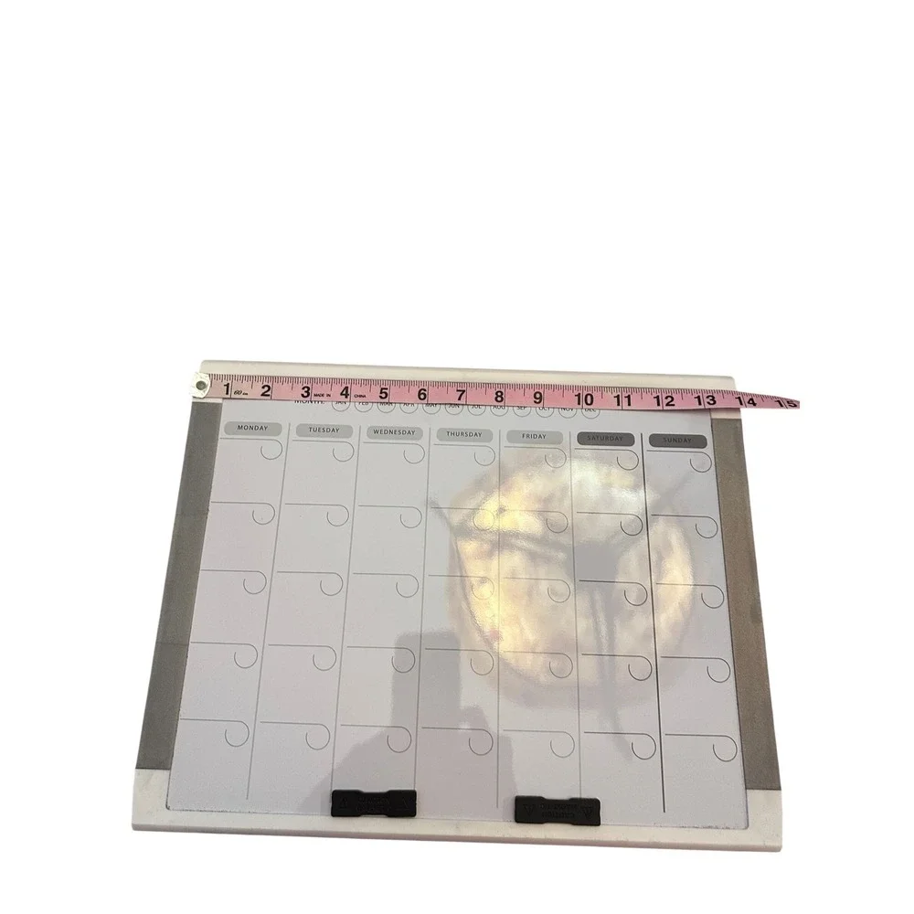 Magnetic Dry Erase Monthly‎ Calendar Board White Grey Marble Frame 14x11 85459
